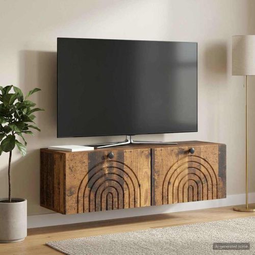 Стенно монтиран ТВ шкаф Старо дърво 98 x 31 x 30 см