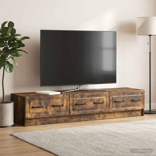 ТВ шкаф Опушен дъб 147 x 34,5 x 27 см Инженерна дървесина