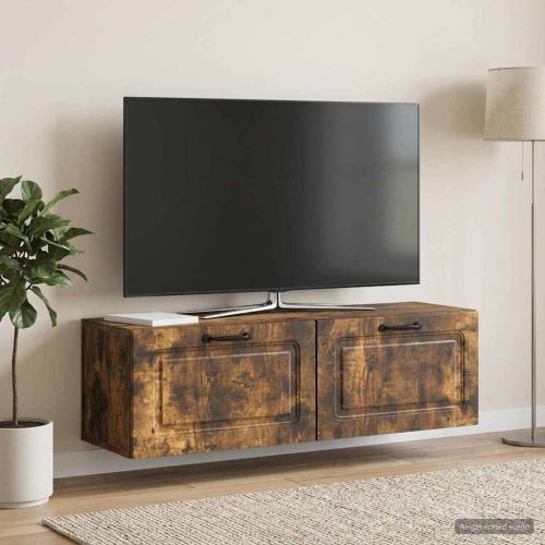 Стенно монтиран ТВ шкаф Опушен дъб 98 x 31 x 30 см