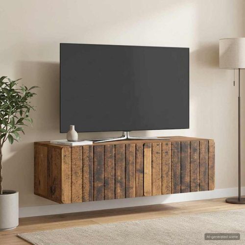 Стенно монтиран ТВ шкаф Старо дърво 98 x 41 x 30 см