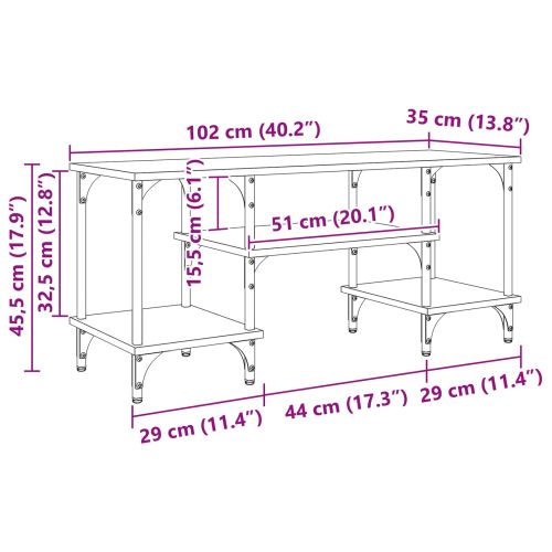 ТВ шкаф Дъб 102 x 35 x 45,5 см Инженерна дървесина и желязо