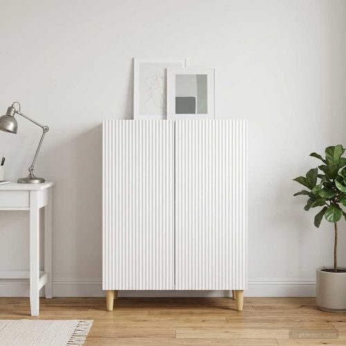 Служебен шкаф Бял гланц 66 x 34,5 x 90 см Инженерна дървесина