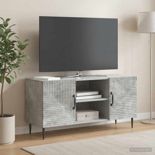 ТВ шкаф Бетонно сиво 102 x 34,5 x 50 см Инженерна дървесина
