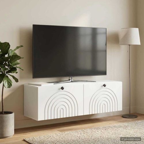Стенно монтиран ТВ шкаф Монтиране на стена Бяло 98 x 31 x 30 см