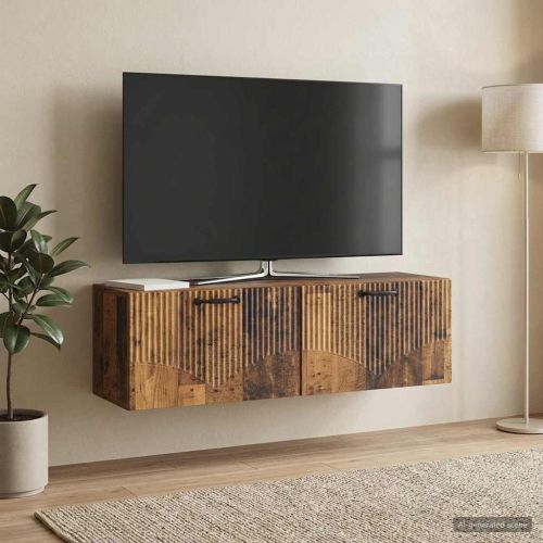 Стенно монтиран ТВ шкаф Старо дърво 98 x 31 x 30 см
