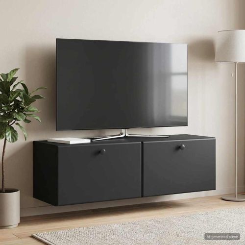 Стенно монтиран ТВ шкаф 98 x 31 x 30 см Черно