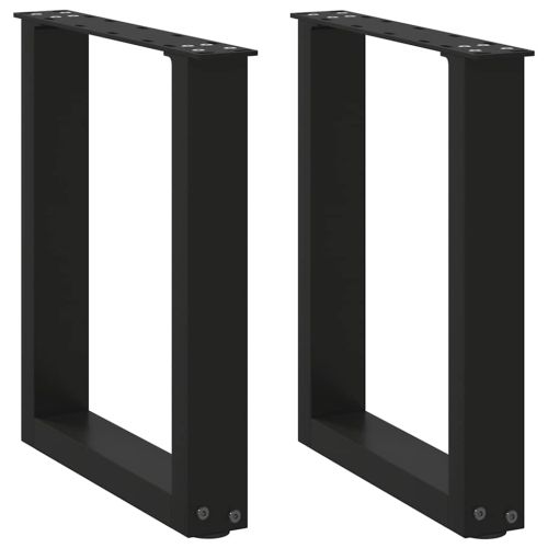 Крака за масичка за кафе, U-образни, 2 бр., черни, 38 x (42-43) см, стомана