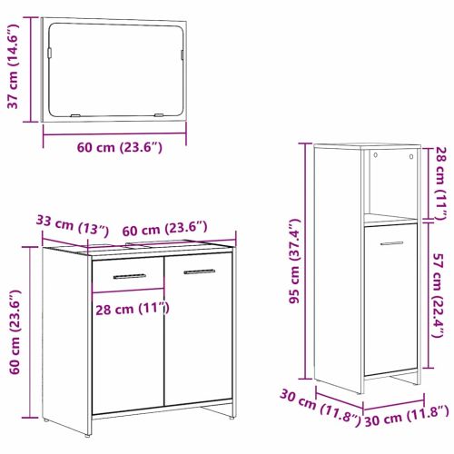 Комплект мебели за баня с рафт 3 pcs Черния дъб Инженерно дърво