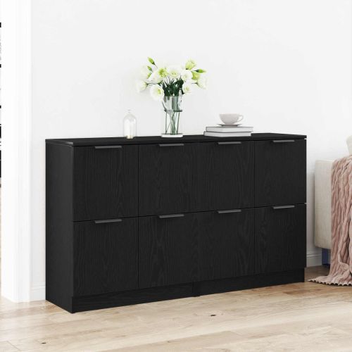Служебен шкаф 2 pcs Черния дъб 60 x 30 x 70 см Инженерно дърво