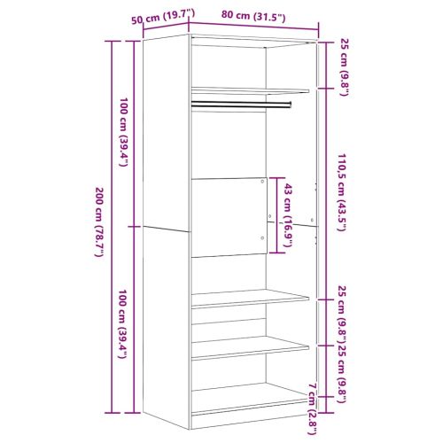 Гардероб Дъб 80 x 50 x 200 см Инженерна дървесина