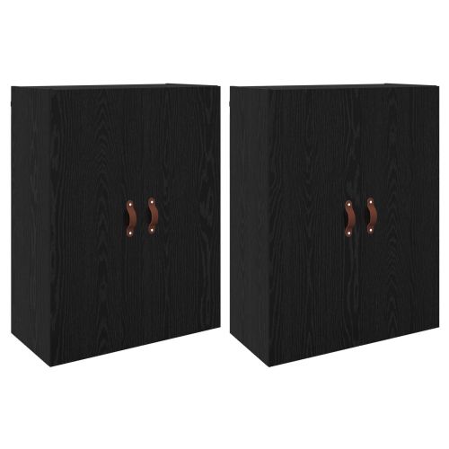 Стенно шкафче 2 pcs Черния дъб 69,5 x 34 x 90 см