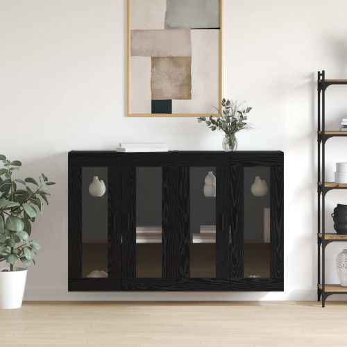 Стенни шкафове 2 pcs Черен дъб 69,5 x 34 x 90 см