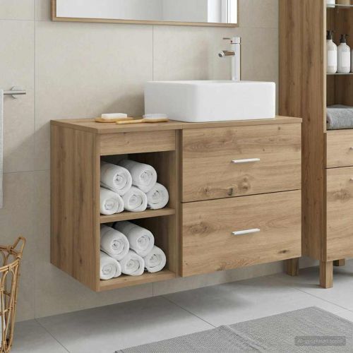 Комплект мебели за баня 2 pcs Дъб артизан Инженерна дървесина