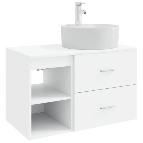 Комплект мебели за баня 2 pcs Бяло Инженерна дървесина