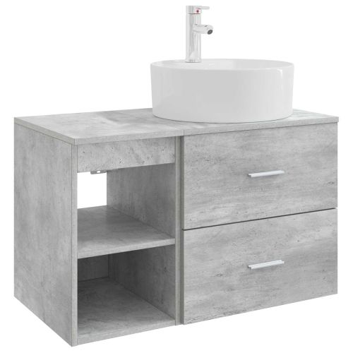 Комплект мебели за баня 2 pcs Бетонно сиво Инженерна дървесина