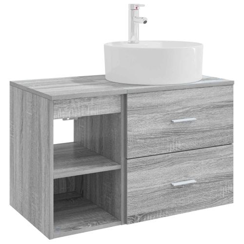 Комплект мебели за баня 2 pcs Сив Сонома Инженерна дървесина