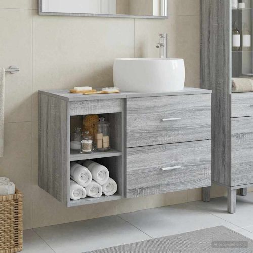 Комплект мебели за баня 2 pcs Сив Сонома Инженерна дървесина