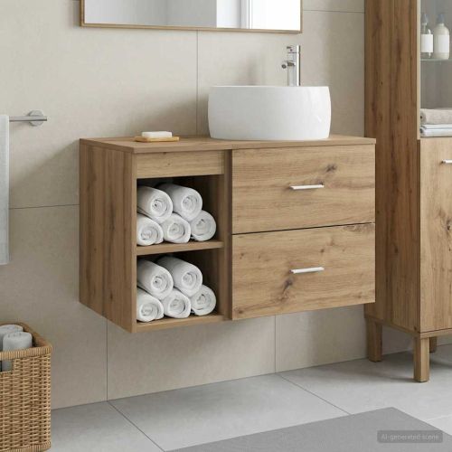 Комплект мебели за баня 2 pcs Дъб артизан Инженерна дървесина