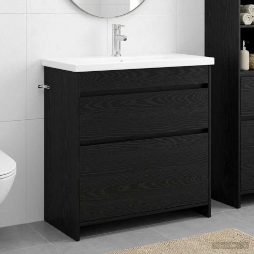 Комплект мебели за баня Черен дъб 81 x 40 x 84,5 см