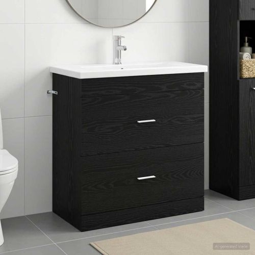 Комплект мебели за баня Черен дъб 81 x 40 x 84,5 см