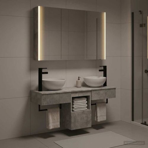 Комплект шкафове за баня 4 pcs Бетонно сиво