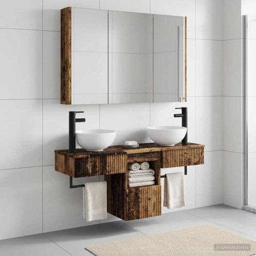 Комплект шкафове за баня 4 pcs Старо дърво 103,5 x 15,5 x 70 см