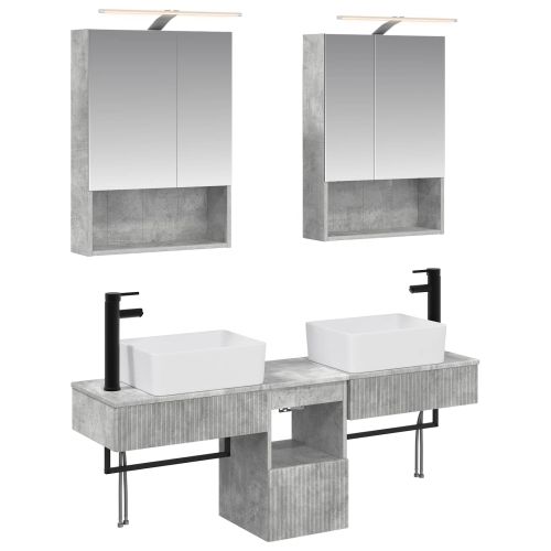 Комплект шкафове за баня 5 pcs Бетонно сиво 50 x 14,5 x 70 см