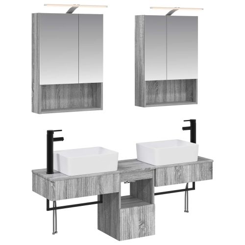 Комплект шкафове за баня 5 pcs Сив Сонома 50 x 14,5 x 70 см
