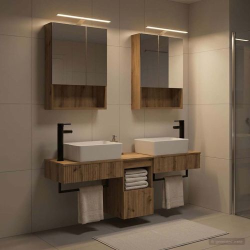 Комплект шкафове за баня 5 pcs Дъб артизан 50 x 14,5 x 70 см