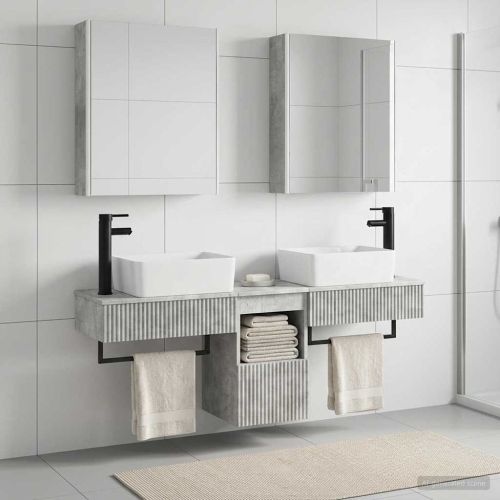 Комплект шкафове за баня 5 pcs Бетонно сиво 53 x 15,5 x 70 см