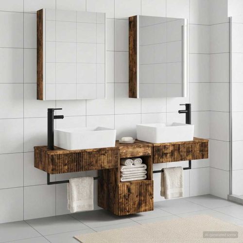 Комплект шкафове за баня 5 pcs Опушен дъб 53 x 15,5 x 70 см
