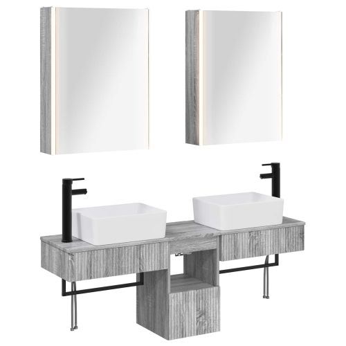 Комплект шкафове за баня 5 pcs Сив Сонома 53 x 15,5 x 70 см