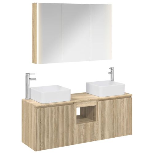Комплект шкафове за баня 4 pcs Дъб сонома Инженерна дървесина