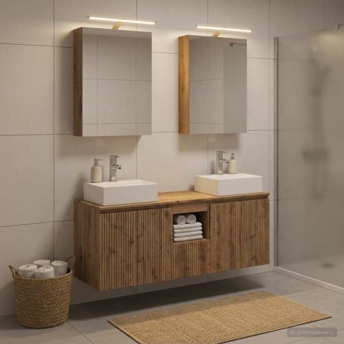Комплект шкафове за баня 5 pcs Дъб артизан Инженерна дървесина