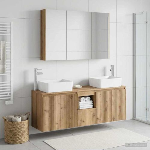Комплект шкафове за баня 4 pcs Дъб артизан Инженерна дървесина