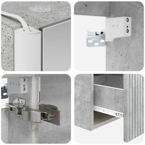 Комплект шкафове за баня 5 pcs Бетонно сиво Инженерна дървесина
