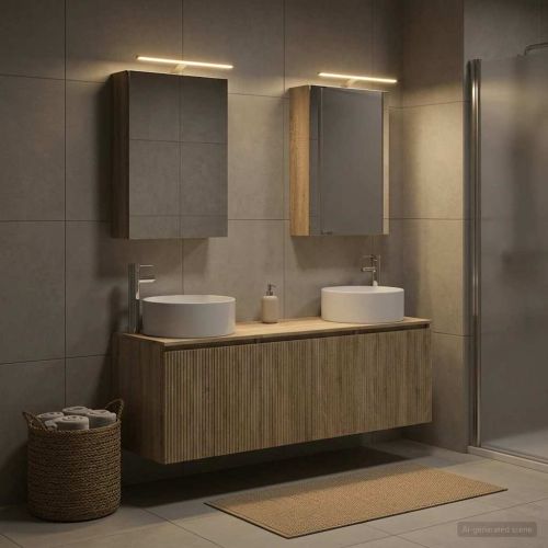 Комплект шкафове за баня 5 pcs Дъб сонома Инженерна дървесина