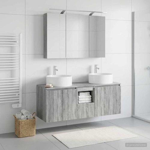 Комплект шкафове за баня 4 pcs Сив Сонома 100 x 14,5 x 70 см