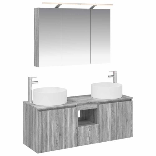 Комплект шкафове за баня 4 pcs Сив Сонома 100 x 14,5 x 70 см