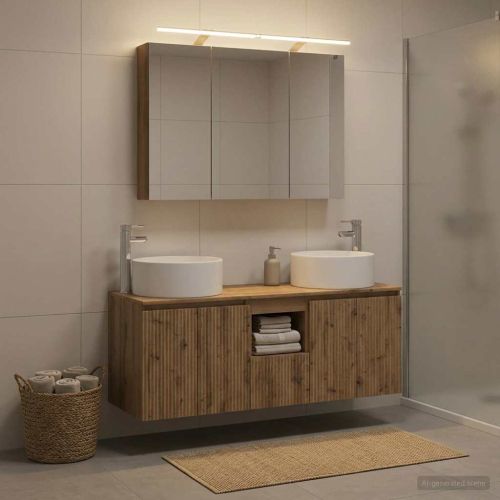 Комплект шкафове за баня 4 pcs Дъб артизан 100 x 14,5 x 70 см