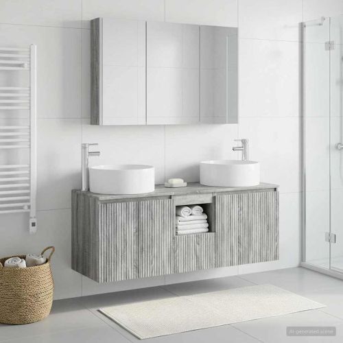 Комплект шкафове за баня 4 pcs Сив Сонома 103,5 x 15,5 x 70 см