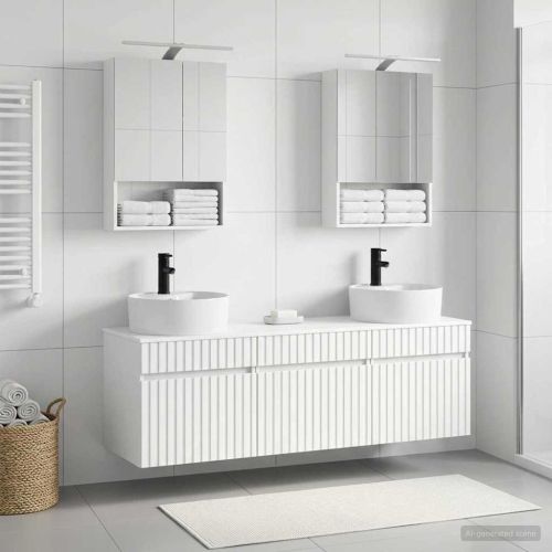 Комплект шкафове за баня 5 pcs Бяло 50 x 14,5 x 70 см