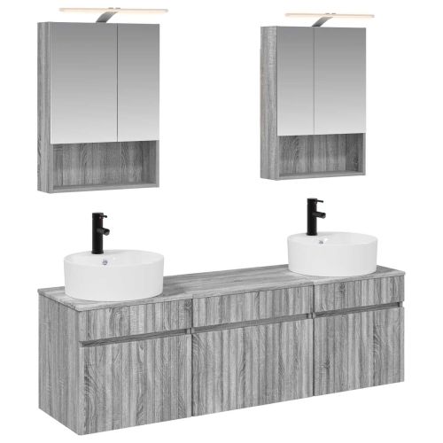 Комплект шкафове за баня 5 pcs Сив Сонома 50 x 14,5 x 70 см
