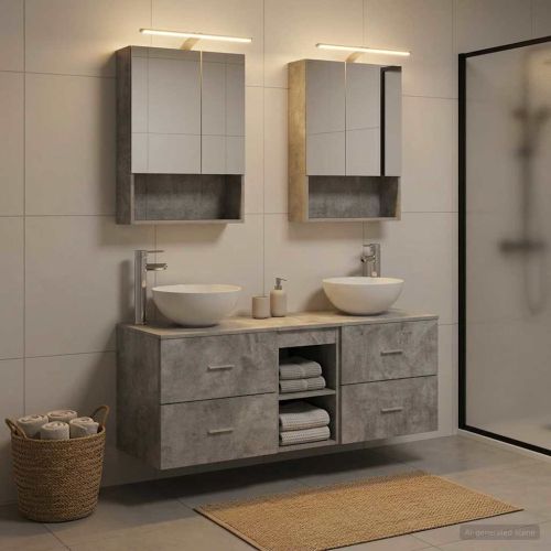 Комплект мебели за баня 5 pcs Бетонно сиво
