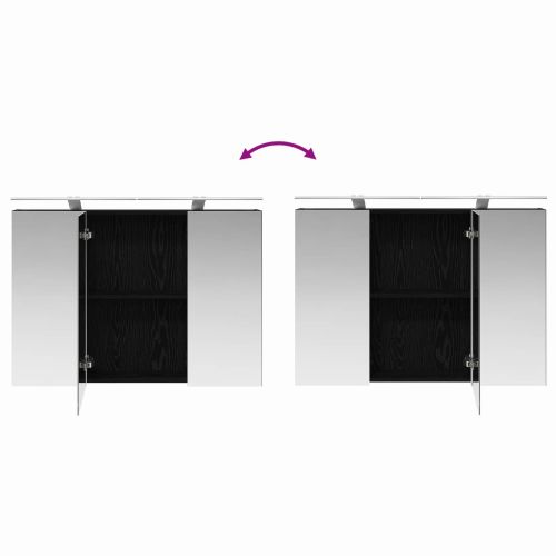 Комплект мебели за баня 4 pcs Черен дъб