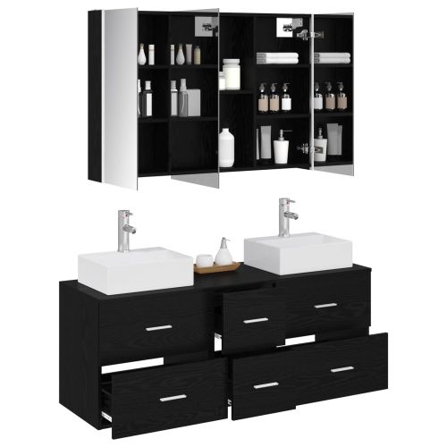 Комплект мебели за баня 4 pcs Черен дъб