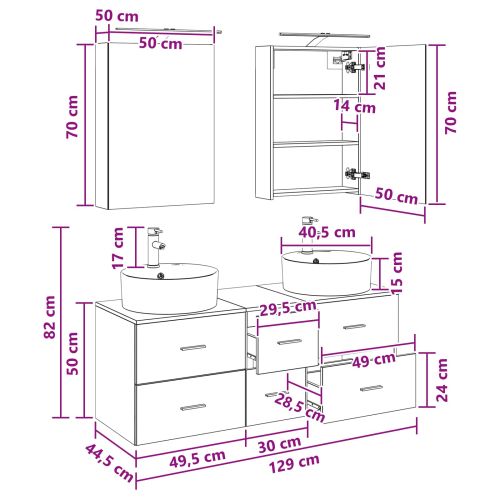 Комплект мебели за баня 5 pcs Опушен дъб