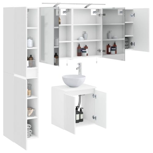 Комплект шкафове за баня 5 pcs Бяло 50 x 14,5 x 70 см