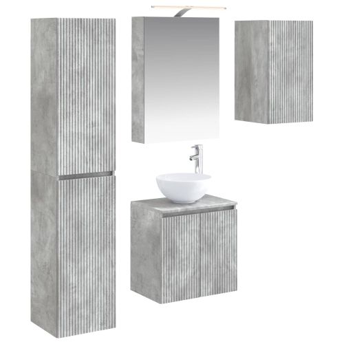 Комплект шкафове за баня 5 pcs Бетонно сиво 50 x 14,5 x 70 см