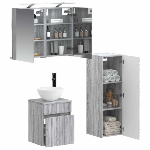 Комплект мебели за баня 4 pcs Сив Сонома